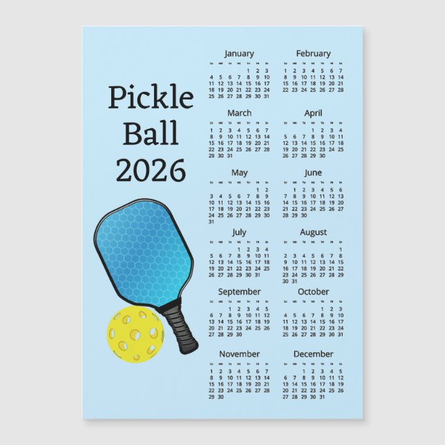 Pickleball 2026 Calendar Magnetic Invitation (Front)
