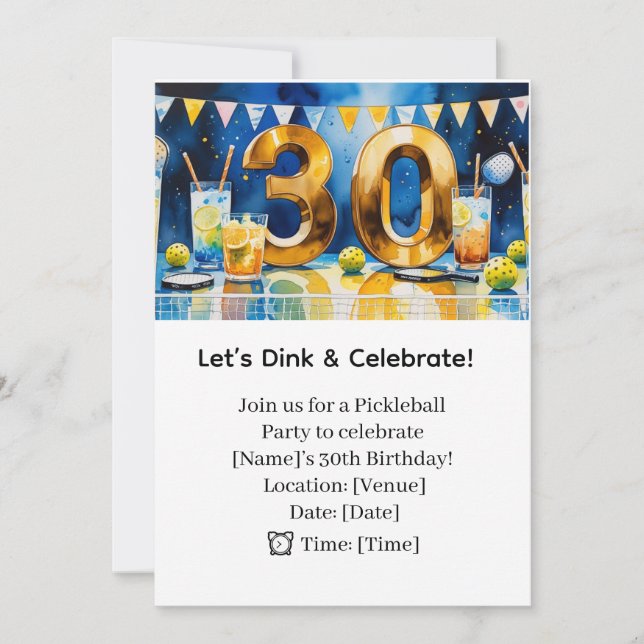 Pickleball 30th Birthday Party Invitation (Front)