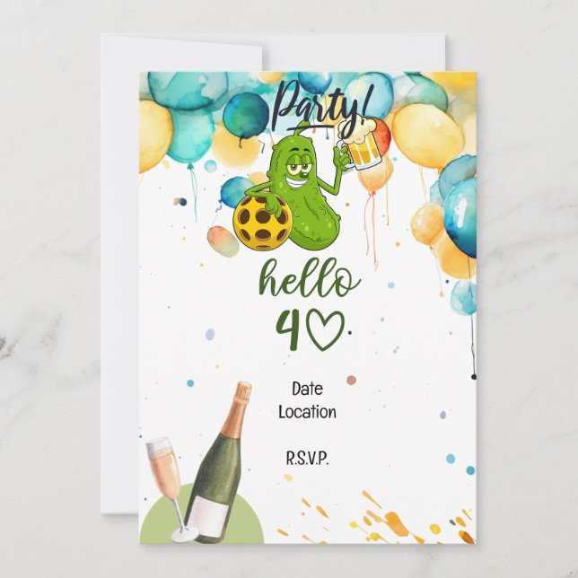 Pickleball 40th Birthday Save the Date  Invitation (Front)