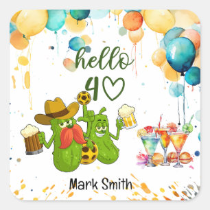 Pickleball 40th Birthday Square Sticker