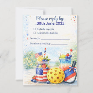 Pickleball 4th July Independence Day Party RSVP Card