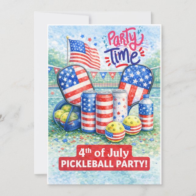 PICKLEBALL 4th of July Pickleball Party Invitation (Front)