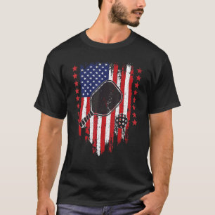 Pickleball 4th Of July USA American Flag Funny T-Shirt