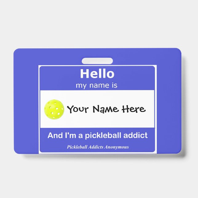 Pickleball Addicts Anonymous Name Tag T-Shirt Badge (Front)