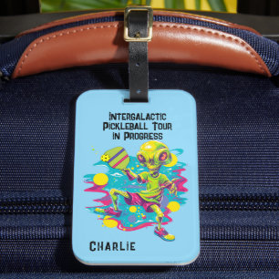 Pickleball Alien  Luggage Tag