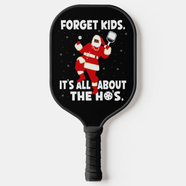 Pickleball All About The Dinks Funny Santa Black Paddle (Front)