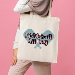 "Pickleball All Day" on a Pickleball Paddle Tote Bag