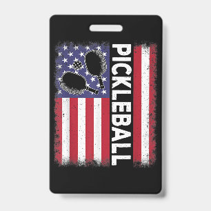 Pickleball American Flag Funny Pickleball Lover Vi Badge