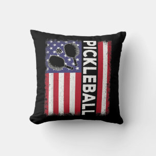 Pickleball American Flag Funny Pickleball Lover Vi Throw Pillow