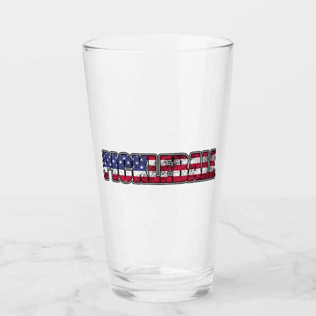 Pickleball American Flag Glass (Front)