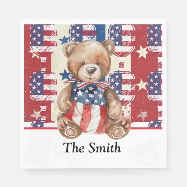 Pickleball  American themed for 4th July  Napkin (Front)