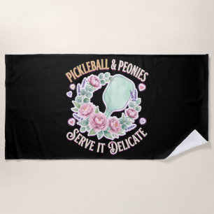 Pickleball And Peonies Serve It Delicate Beach Towel