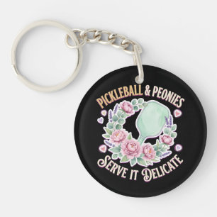 Pickleball And Peonies Serve It Delicate Keychain