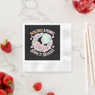 Pickleball And Peonies Serve It Delicate Napkin