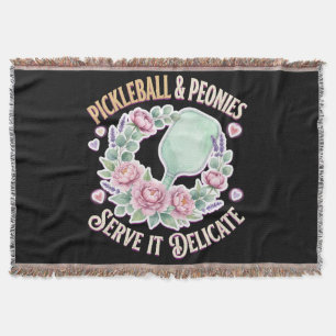 Pickleball And Peonies Serve It Delicate Throw Blanket
