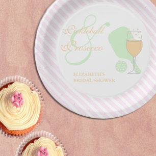 Pickleball and Prosecco Bridal Shower Paper Plate