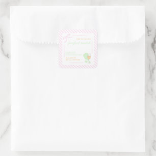 Pickleball and Prosecco Bridal Shower Square Sticker