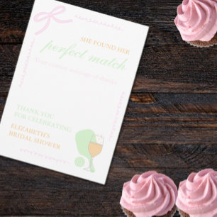 Pickleball and Prosecco Bridal Shower Thank You Card