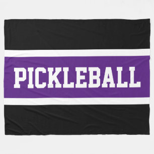 PICKLEBALL Athletic Black Purple White Stripes Fleece Blanket
