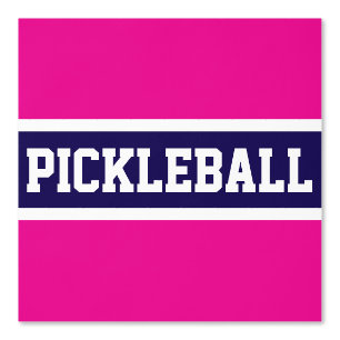 PICKLEBALL Athletic Pink Navy Blue White Stripes Wallpaper
