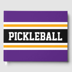 PICKLEBALL Athletic Purple Black Racing Stripes Guest Book