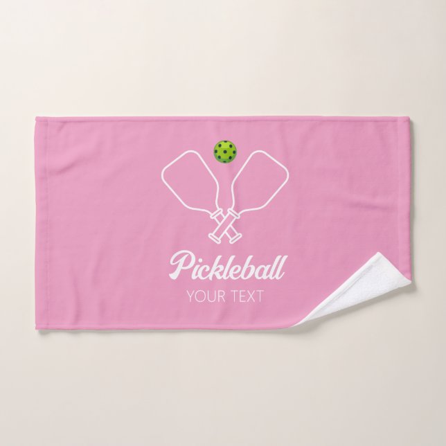 Pickleball avec pagaies et balle rose personnalisé (Serviette à main)