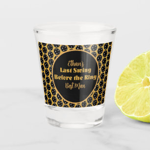 Pickleball Bachelor Party Black Gold Personalized Shot Glass