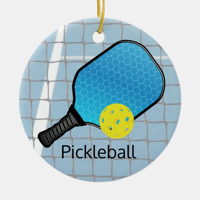 Pickleball Ball Paddle Design Ornament (Front)
