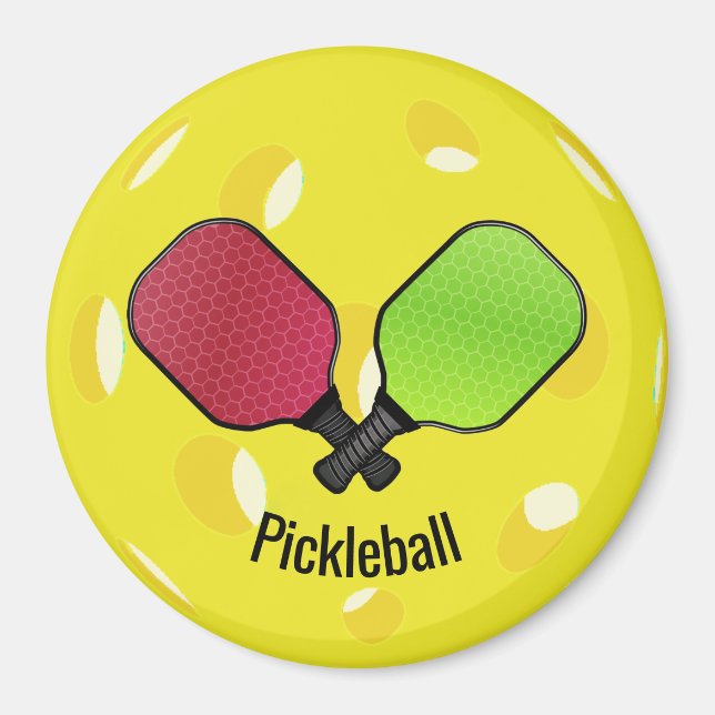 Pickleball Ball Paddles Design Magnet (Front)