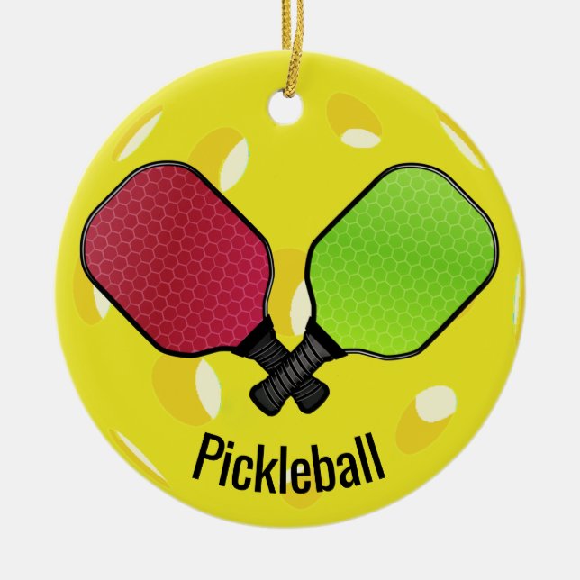 Pickleball Ball Paddles Design Ornement (Devant)