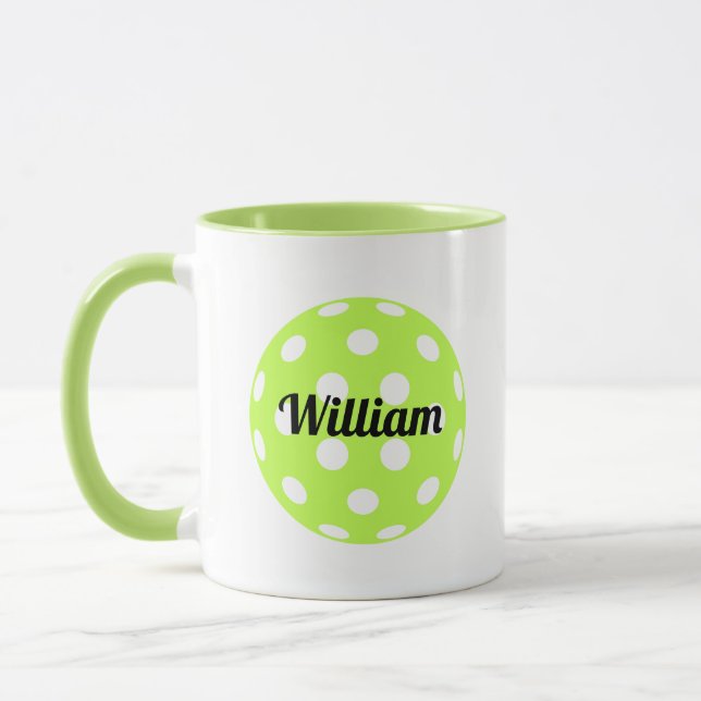 Pickleball Ball Personalized Name Green Mug (Left)
