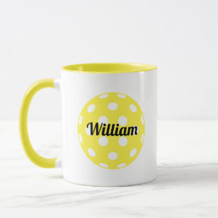 Pickleball Ball Personalized Name Yellow Mug