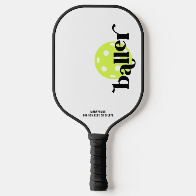 Pickleball Baller Personalized Name Paddle (Front)