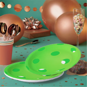 Pickleball Balls - Green Pickleball Balls on White Paper Plate
