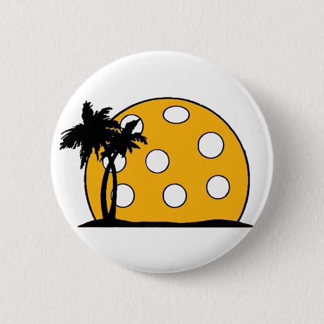 Pickleball Beach Sunset 2 Inch Round Button (Front)