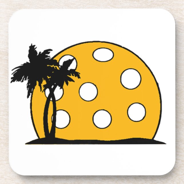 Pickleball Beach Sunset Coaster (Front)