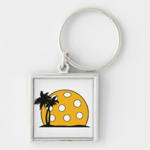 Pickleball Beach Sunset Keychain