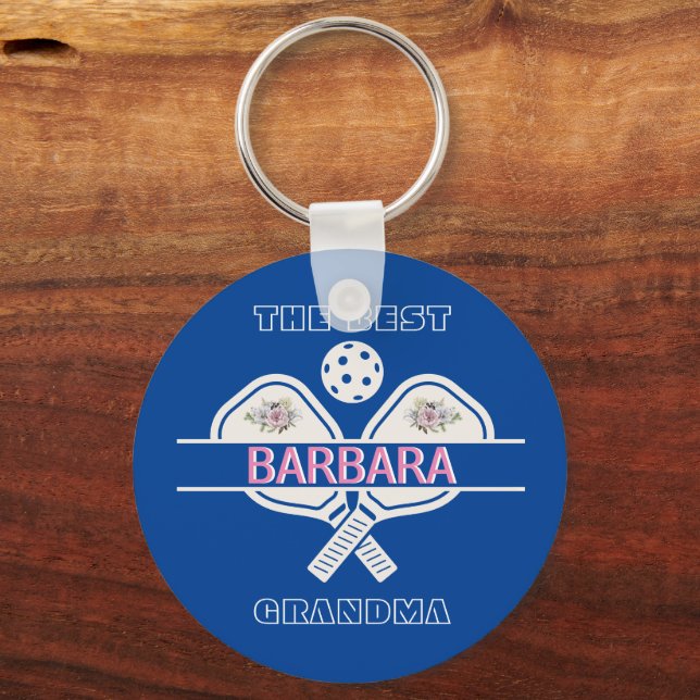 Pickleball Best Grandma Paddles First Name   Keychain (Front)