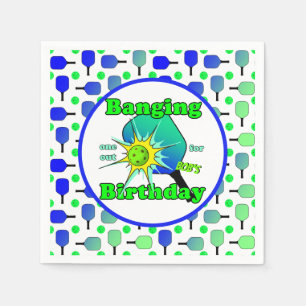 Pickleball Birthday Blue Green Paddle Ball Banging Napkin