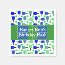 Pickleball Birthday Blue Green Paddle Ball Banging