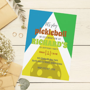 Pickleball Birthday Colourful Sports Party Invitation
