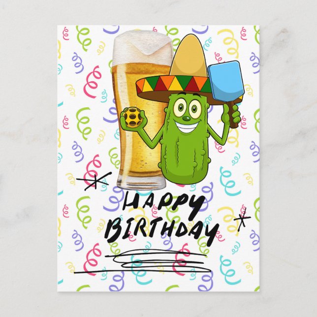 Pickleball Birthday for player funny pickle Postcard (Front)