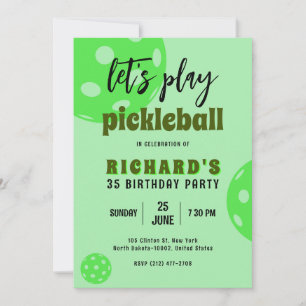 Pickleball Birthday Green Pickleball Sports Party Invitation