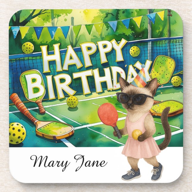 Pickleball birthday party  coaster (Front)