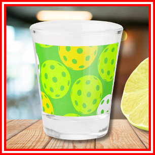 Pickleball Birthday Party Cute Green Sports Shot Glass