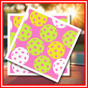 Pickleball Birthday Party Cute Pink Sports Napkin