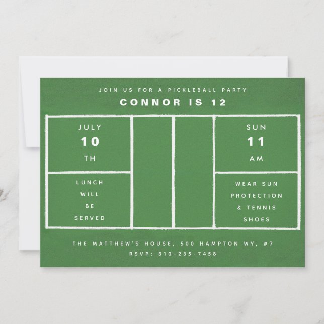 Pickleball Birthday Party Invitation (Front)