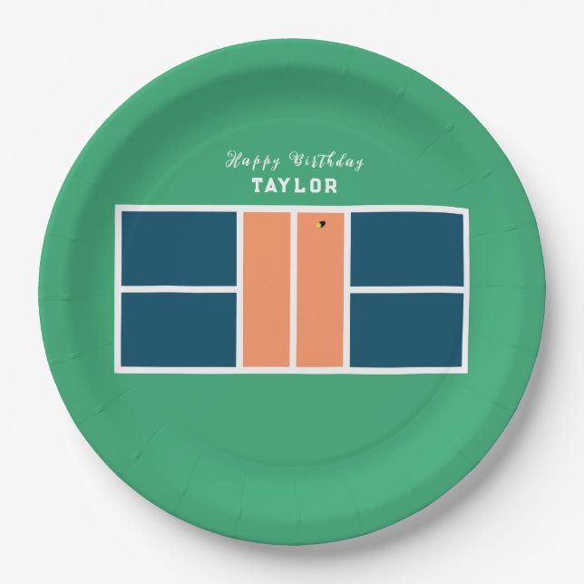 Pickleball Birthday Party Paper Plate (Front)