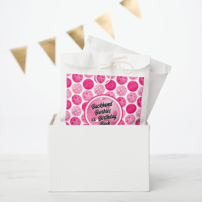 Pickleball Birthday Party Pink White Personalized  Favour Bag (Party)