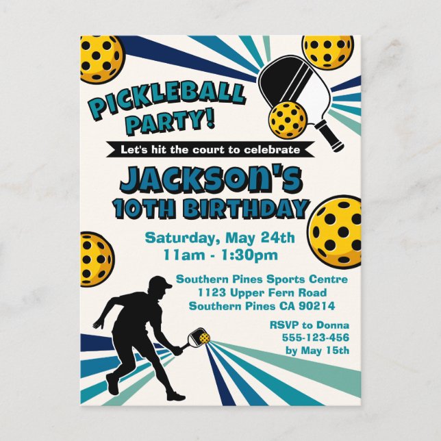 Pickleball Birthday Party Retro Vintage Postcard (Front)